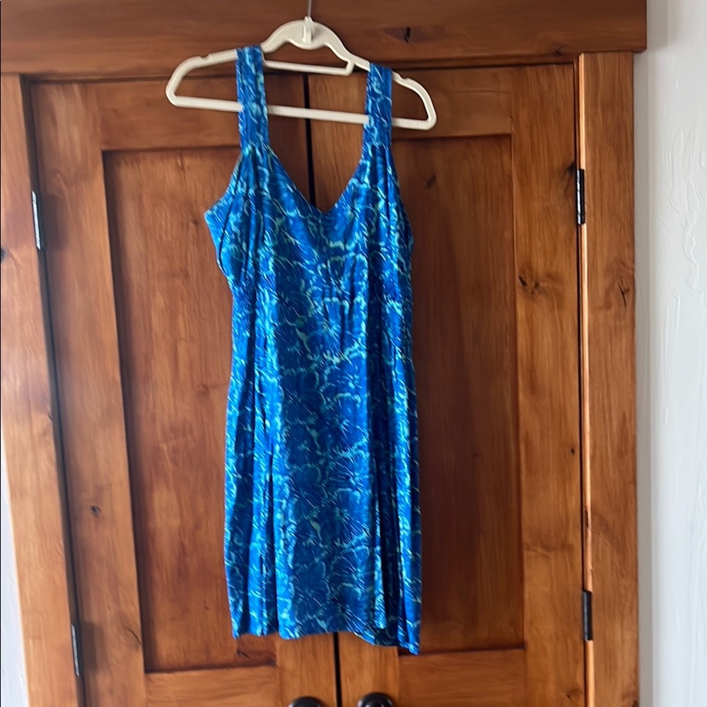 Batik Blue and Green Patterned Beach Dress